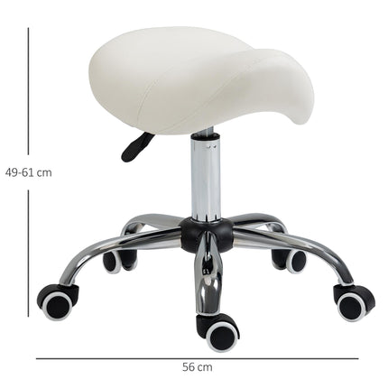 Height Adjustable 360° Rotating Cosmetic Salon Stool with Hydraulic Wheels - Cream