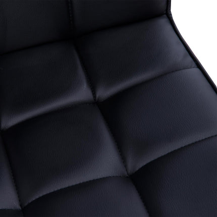 Mid Back PU Leather Swivel Office Desk Chair with Armrests and Wheels - Black