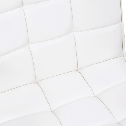 Mid Back PU Leather Swivel Office Desk Chair with Armrests and Wheels - White