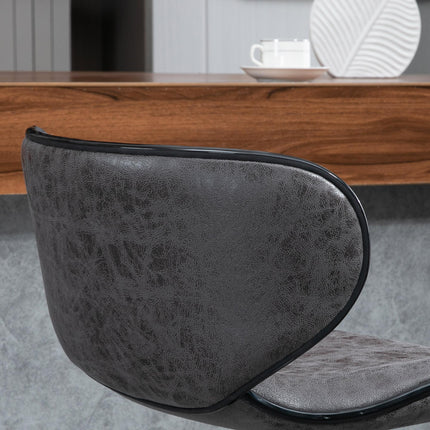 Set of 2 Adjustable Height Swivel Bar Stools with Microfiber Cloth Upholstery - Dark Grey