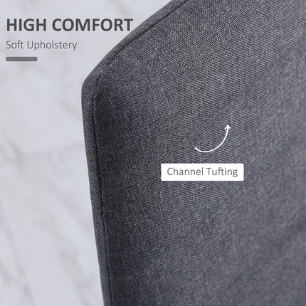 Set of 4 High Back Modern Upholstered Linen-Touch Dining Chairs with Metal Legs - Grey