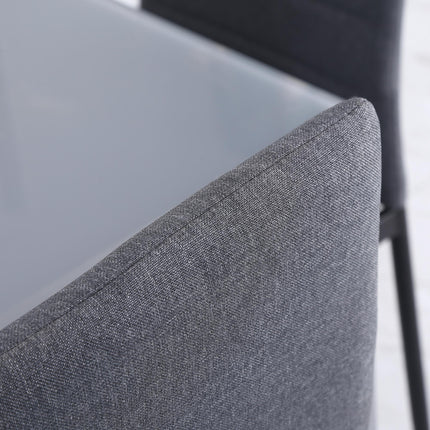 Set of 4 High Back Modern Upholstered Linen-Touch Dining Chairs with Metal Legs - Grey