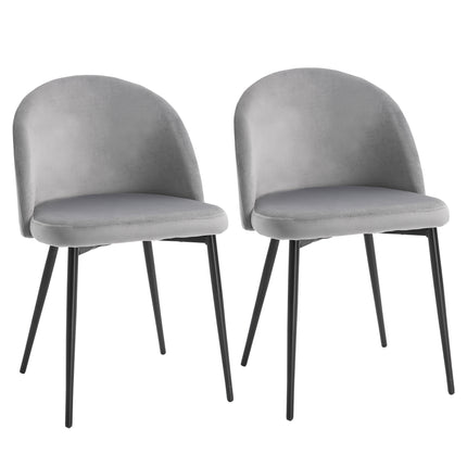 Set of 2 Contemporary Dining Chairs with Soft Fabric Seat and Back for Office Kitchen Living Room - Grey