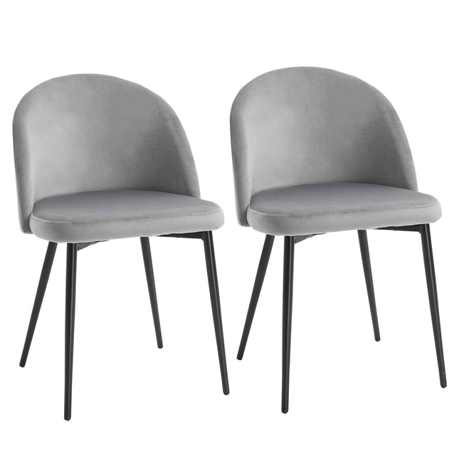 Set of 2 Contemporary Dining Chairs with Soft Fabric Seat and Back for Office Kitchen Living Room - Grey