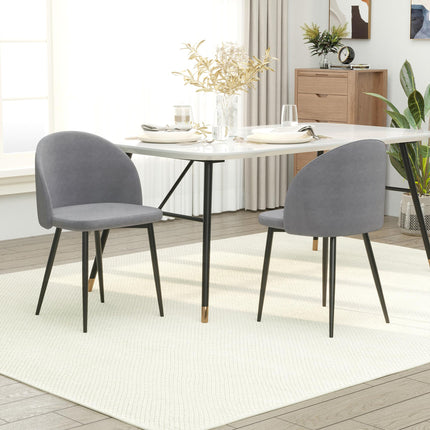 Set of 2 Contemporary Dining Chairs with Soft Fabric Seat and Back for Office Kitchen Living Room - Grey