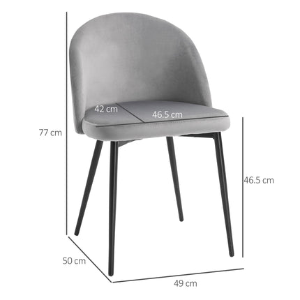 Set of 2 Contemporary Dining Chairs with Soft Fabric Seat and Back for Office Kitchen Living Room - Grey