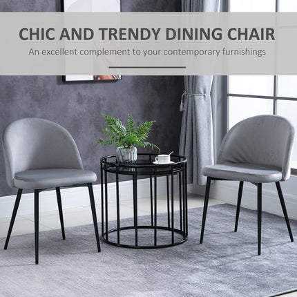 Set of 2 Contemporary Dining Chairs with Soft Fabric Seat and Back for Office Kitchen Living Room - Grey
