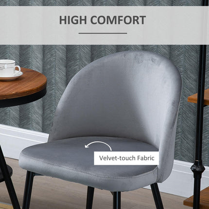 Set of 2 Contemporary Dining Chairs with Soft Fabric Seat and Back for Office Kitchen Living Room - Grey