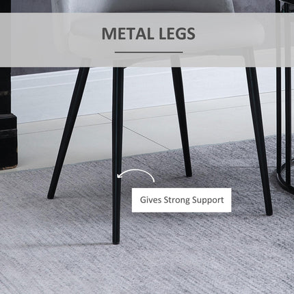Set of 2 Contemporary Dining Chairs with Soft Fabric Seat and Back for Office Kitchen Living Room - Grey