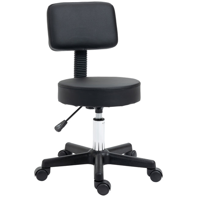 Adjustable Swivel Salon Chair with Padded Seat and Back, 5 Wheels - Black