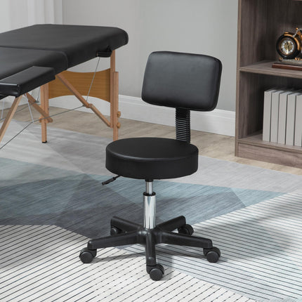 Adjustable Swivel Salon Chair with Padded Seat and Back, 5 Wheels - Black