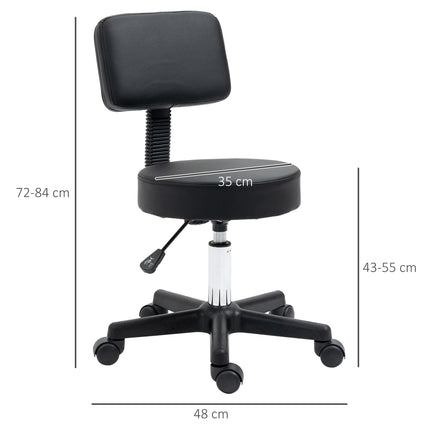 Adjustable Swivel Salon Chair with Padded Seat and Back, 5 Wheels - Black