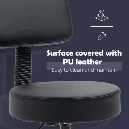 Adjustable Swivel Salon Chair with Padded Seat and Back, 5 Wheels - Black