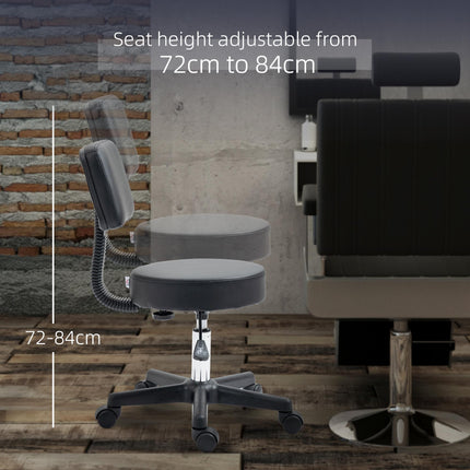 Adjustable Swivel Salon Chair with Padded Seat and Back, 5 Wheels - Black