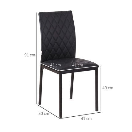 Set of 4 Modern Upholstered Faux Leather Dining Accent Chairs with Metal Legs - Black