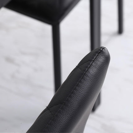 Set of 4 Modern Upholstered Faux Leather Dining Accent Chairs with Metal Legs - Black