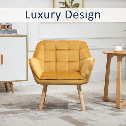 Luxe Velvet Wide Arm Accent Armchair with Slanted Back - Yellow