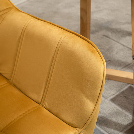 Luxe Velvet Wide Arm Accent Armchair with Slanted Back - Yellow