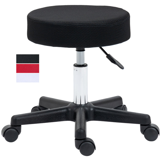 Hydraulic Swivel Adjustable Height Salon Spa Stool with 3 Seat Covers - Black
