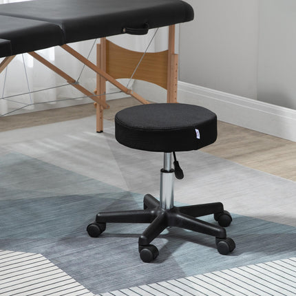 Hydraulic Swivel Adjustable Height Salon Spa Stool with 3 Seat Covers - Black