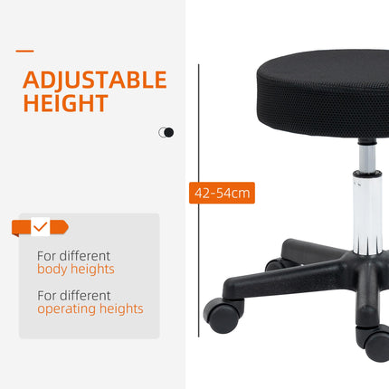 Hydraulic Swivel Adjustable Height Salon Spa Stool with 3 Seat Covers - Black