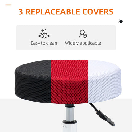 Hydraulic Swivel Adjustable Height Salon Spa Stool with 3 Seat Covers - Black