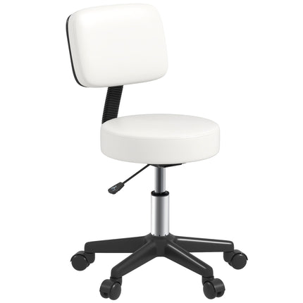 Beautician's Adjustable Swivel Salon Chair with Padded Seat and Back, 5 Wheels - White