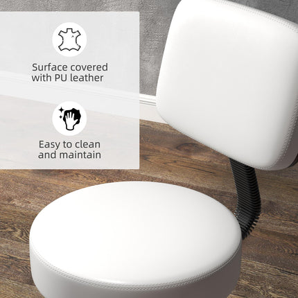 Beautician's Adjustable Swivel Salon Chair with Padded Seat and Back, 5 Wheels - White