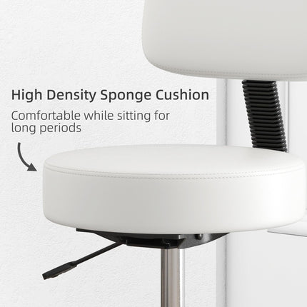 Beautician's Adjustable Swivel Salon Chair with Padded Seat and Back, 5 Wheels - White