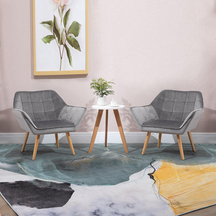 Velvet Accent Armchair with Wide Arms for Comfort - Grey