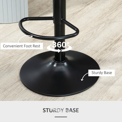 Set of 2 Adjustable Swivel Gas Lift Barstools with Footrest - Grey PU Leather