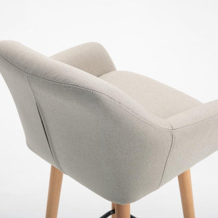 Set of 2 Modern Upholstered Bar Stools with Armrests - Beige