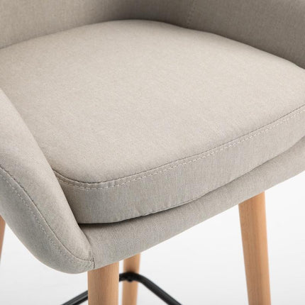 Set of 2 Modern Upholstered Bar Stools with Armrests - Beige