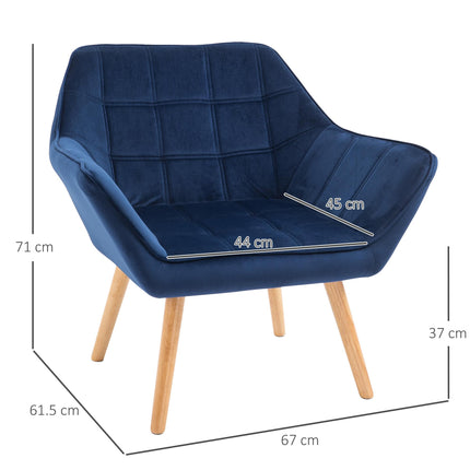 Luxe Velvet Wide Arm Accent Armchair for Comfort - Blue