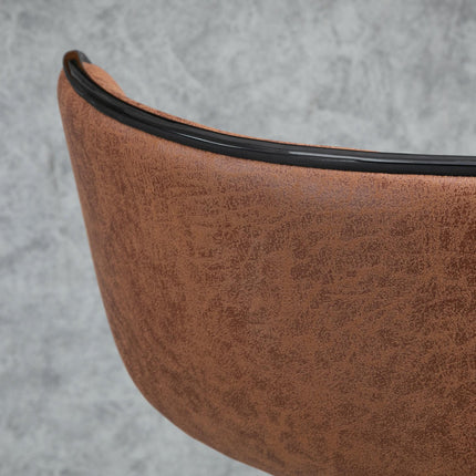 Set of 2 Adjustable Height Microfiber Bar Stools with Swivel Armless Seats - Brown