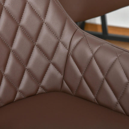 Retro PU Leather Bar Stools Set of 2 with Comfort Support - Brown