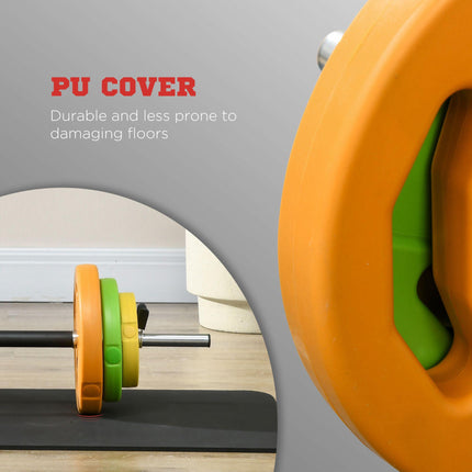 20kg Adjustable Barbell Weight Set with Non-slip Handle for Strength Training - Orange, Green, Yellow