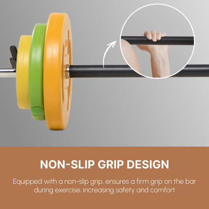 20kg Adjustable Barbell Weight Set with Non-slip Handle for Strength Training - Orange, Green, Yellow