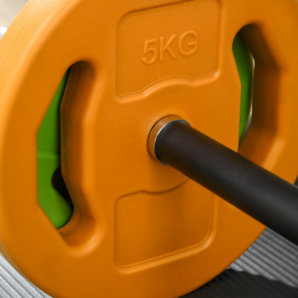 20kg Adjustable Barbell Weight Set with Non-slip Handle for Strength Training - Orange, Green, Yellow