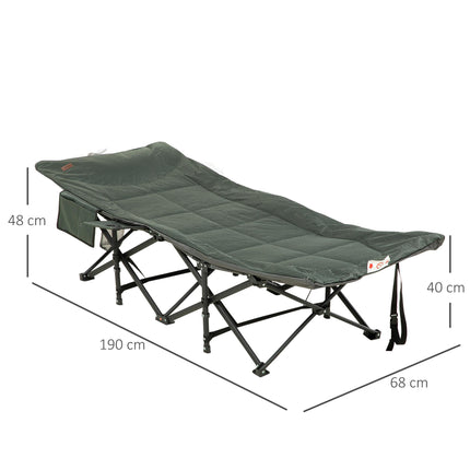 Foldable Padded Sun Lounger with Cup Holder and Carry Bag - Grey