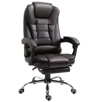 PU Leather Executive High Back Office Chair with Reclining and Footrest - Brown