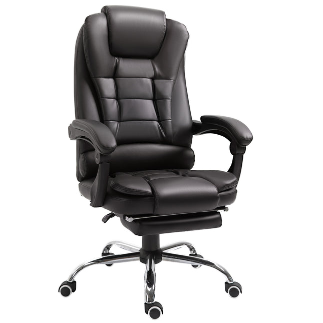 PU Leather Executive High Back Office Chair with Reclining and Footrest - Brown