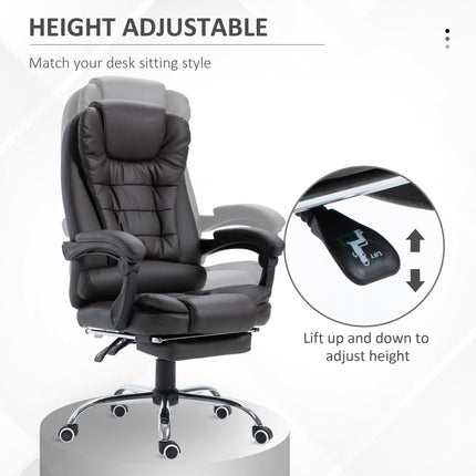 PU Leather Executive High Back Office Chair with Reclining and Footrest - Brown