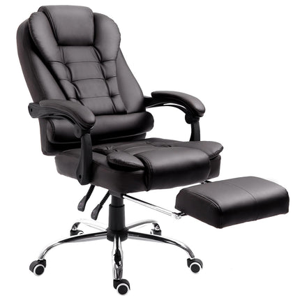 PU Leather Executive High Back Office Chair with Reclining and Footrest - Brown