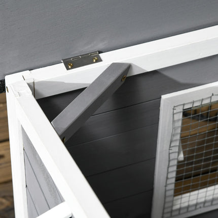 Large Elevated Wooden Dog Kennel with Openable Top, Asphalt Roof & Removable Tray - Grey