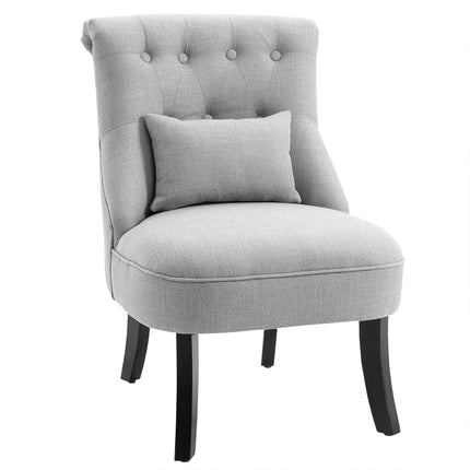 Fabric Upholstered Single Tub Sofa Dining Chair with Pillow Solid Wood Legs - Grey