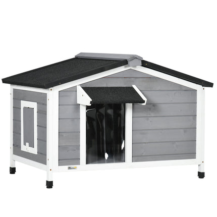 Wooden Small Dog Kennel 65H x 97L x 72W cm for Outside - Grey