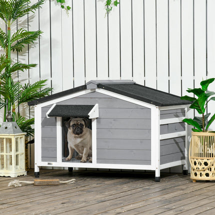 Wooden Small Dog Kennel 65H x 97L x 72W cm for Outside - Grey