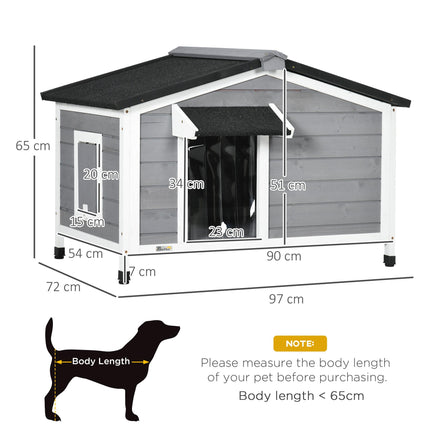 Wooden Small Dog Kennel 65H x 97L x 72W cm for Outside - Grey