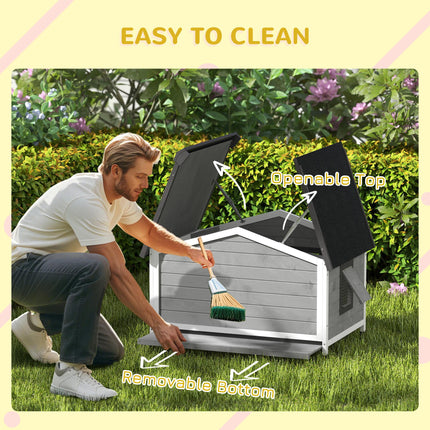 Wooden Small Dog Kennel 65H x 97L x 72W cm for Outside - Grey